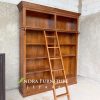 Almari buku/rak buku plus tangga kayu jati american style, rak perpus