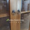 Almari Buku Kaca 3 Pintu Minimalis, Almari Buku Kayu Jati