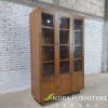 Almari Buku Kaca 3 Pintu Minimalis, Almari Buku Kayu Jati