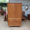 Almari pakaian minimalis retro 2 pintu ambalan dan gantungan kayu jati