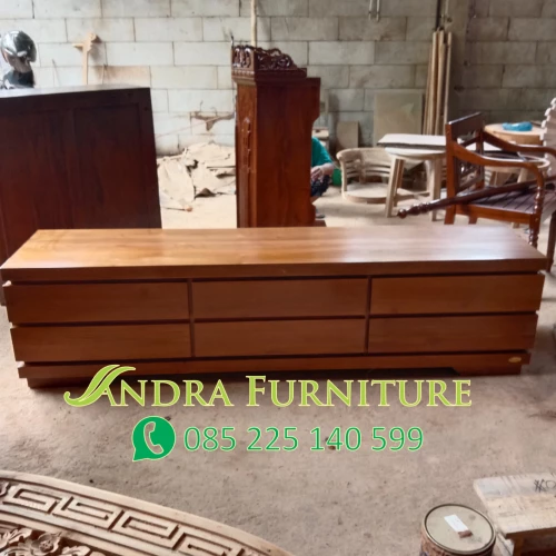 buffet tv bahan full kayu jati modern minimalis