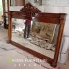cermin/mirror/pigura ukir mahkota bahan kayu jati