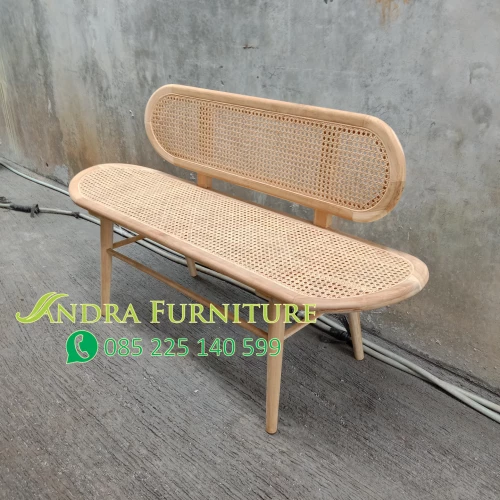 bangku / kursi santai minimalis retro rotan terbaru bahan kayu jati