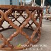 Meja Tamu Bulat Mahogany Wood, Meja Ruang Tamu Kayu Bulat Provil Unik