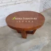 meja tamu minimalis bulat kayu jati, meja tamu model bundar minimalis