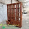 Rak buku kayu jati minimalis, rak penyimpanan, partisi minimalis 4 laci