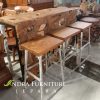Set Meja Bar Cafe Kaki Besi 3 Kursi Kombinasi Kayu Akar Jati Artistik Jati Tebal