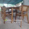 set meja makan minimalis kombinasi rotan 6 kursi bahan kayu jati