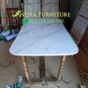 meja-makan-stainless-top-marmer-oval-mj41-2 Meja Makan Kaki Stainless Top Marmer Oval