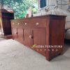 Buffet Minimalis 4 Pintu 4 Laci Handle Kerang, Buffet Modern Kayu Jati