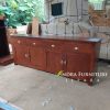 Buffet Minimalis 4 Pintu 4 Laci Handle Kerang, Buffet Modern Kayu Jati