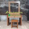 Set Meja Rias Kaca Minimalis Kayu Jati Variasi Koin Kayu Jati