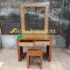 Set Meja Rias Kaca Minimalis Kayu Jati Variasi Koin Kayu Jati