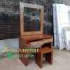 Set Meja Rias Kaca Minimalis Kayu Jati Variasi Koin Kayu Jati