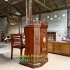 Set Mimbar Khutbah (Podium + Kursi + Tongkat) Bahan Full Kayu Jati