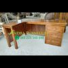 meja kantor letter L kayu jati, meja kantor kayu minimalis