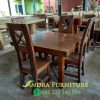 Meja makan 4 kursi kayu trembesi tebal maksimal