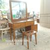 meja rias kaca minimalis laci full kayu jati lengkap kursi