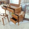 meja rias kaca minimalis laci full kayu jati lengkap kursi