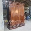 Almari Pakaian 3 Pintu Kayu Jati Model Ukir Peluru Berkualitas