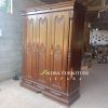 Almari Pakaian 3 Pintu Kayu Jati Model Ukir Peluru Berkualitas