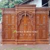 Almari pakaian gebyok spanyolan 6 pintu full kayu jati, almari mahkota