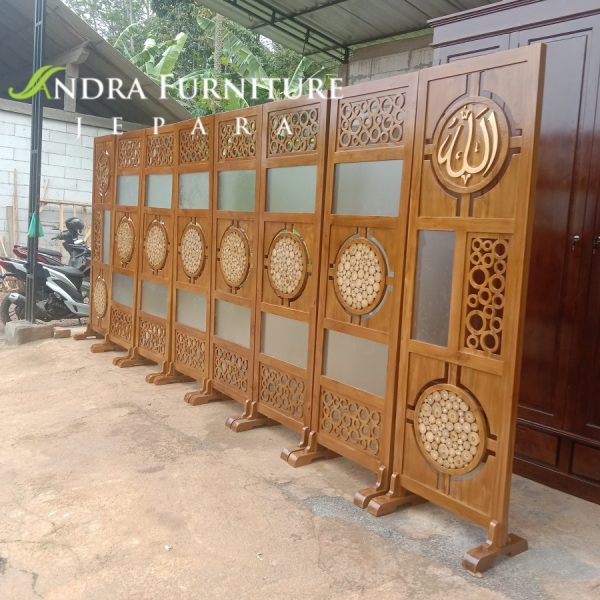 Sketsel Ukir Kaligrafi Allah Muhammad Kayu Jati 8 pintu Satroh Masjid