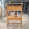 almari buku dari kayu jati, meja belajar minimalis dari kayu jati, desain minimalis membuat desain almari sangat diminati, ada tundan untuk rak buku, meja minimalis cocok buat buah hati yang ingin belajar dengan nyaman.
