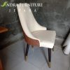 kursi makan modern 2 warna jahitan motif, kursi makan kaki stainless