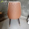 kursi makan modern 2 warna jahitan motif, kursi makan kaki stainless