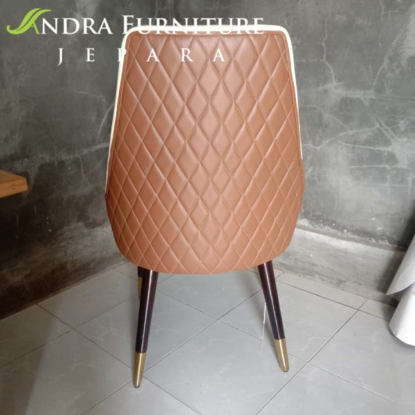 kursi makan modern 2 warna jahitan motif, kursi makan kaki stainless