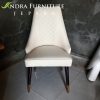 kursi makan modern 2 warna jahitan motif, kursi makan kaki stainless