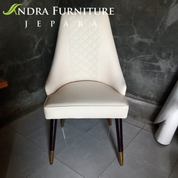 kursi makan modern 2 warna jahitan motif, kursi makan kaki stainless