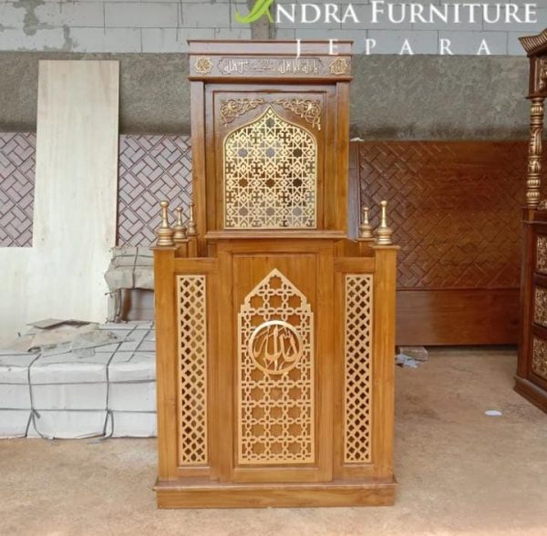 Mimbar masjid,mimbar khutbah, mimbar jati minimalis besar 100x150x238