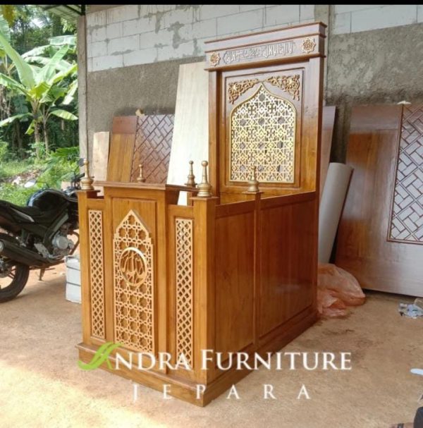 Mimbar masjid,mimbar khutbah, mimbar jati minimalis besar 100x150x238