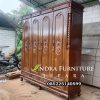 Almari pakaian 4 pintu ukir tiang ukir bahan full kayu jati jepara