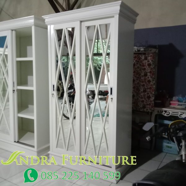 Almari pakaian sagita minimalis 2 pintu sliding kaca superior cross