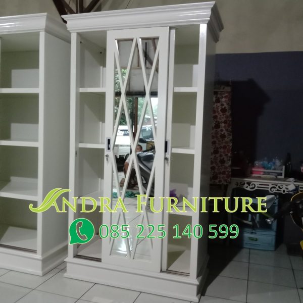 Almari pakaian sagita minimalis 2 pintu sliding kaca superior cross
