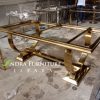 meja tamu kaki full stainless lengkap marmer carara, stainless cincin