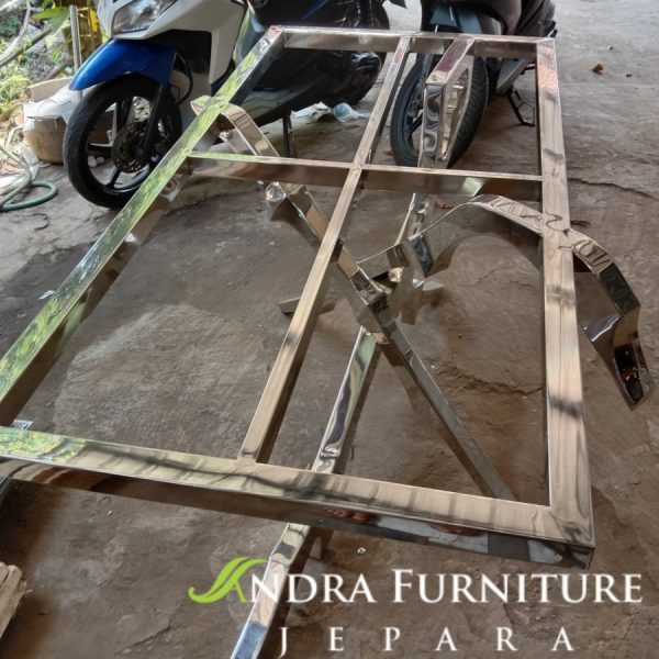 kaki meja makan stainless cafe, kaki meja makan stainless gloss 140 cm
