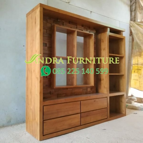 sketsel dua muka motif kayu kayu, penyekat ruangan jati minimalis