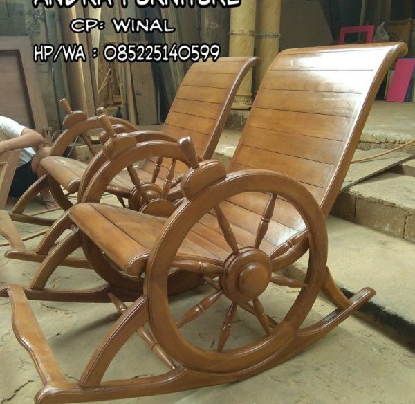 Kursi goyang roda jati, kursi santai, kursi teras