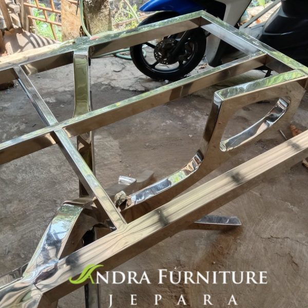 kaki meja makan stainless cafe, kaki meja makan stainless gloss 140 cm