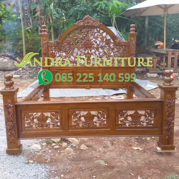 dipan kdi full ukiran, ukuran 160x200, dipan jati ukiran jepara