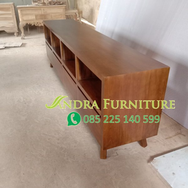buffet minimalis, buffet hias, buffet modern jati 4 laci 225x45x70 cm