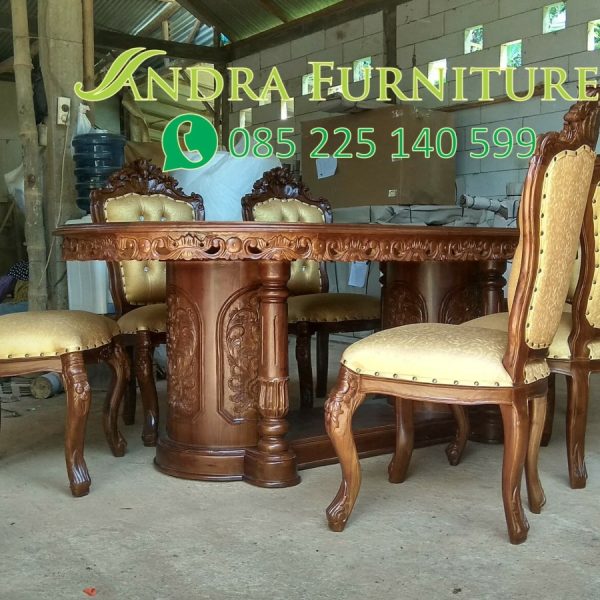 meja makan ukiran jati jepara meja ganesha gendong kelas bagus