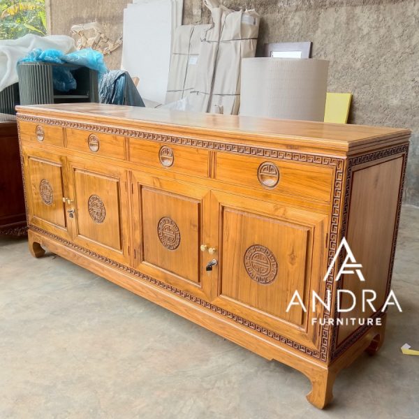 meja tv jati, credenza kayu jati ukir buffet hongkong tinggi maksimal custom