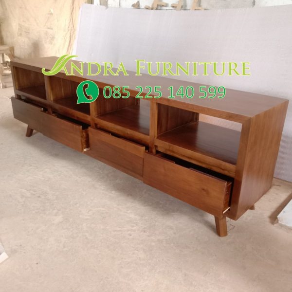 buffet minimalis, buffet hias, buffet modern jati 4 laci 225x45x70 cm