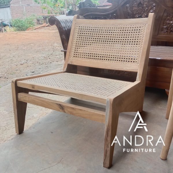 Kursi Santai Jati Rotan Kualitas Ekspor, Bangku Santai Pendek Rotan