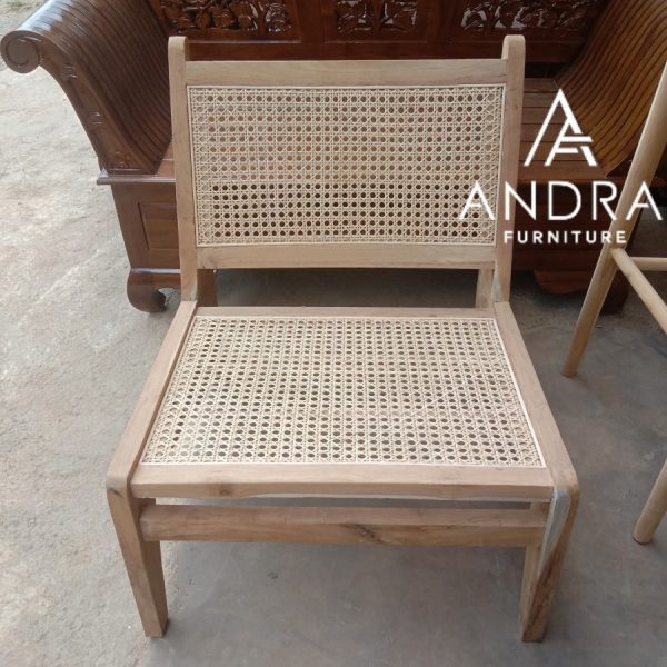 Kursi Santai Jati Rotan Kualitas Ekspor, Bangku Santai Pendek Rotan